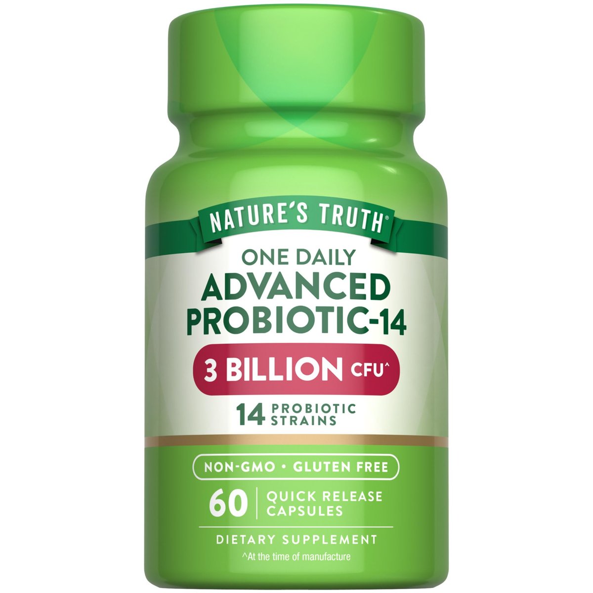 Nature's Truth Probiotika Kapseln | 3 Milliarden KBE | 60 Kapseln | für Männer und Frauen | 14 Stämme | Non-GMO & Glutenfrei Nahrungsergänzungsmittel