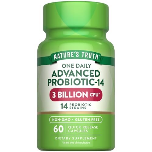 Nature's Truth Probiotika Kapseln | 3 Milliarden KBE | 60 Kapseln | für Männer und Frauen | 14 Stämme | Non-GMO & Glutenfrei Nahrungsergänzungsmittel