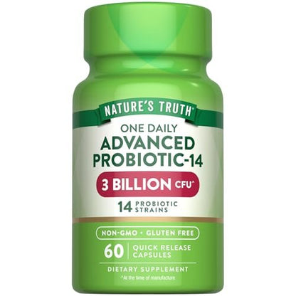 Nature's Truth Probiotika Kapseln | 3 Milliarden KBE | 60 Kapseln | für Männer und Frauen | 14 Stämme | Non-GMO & Glutenfrei Nahrungsergänzungsmittel