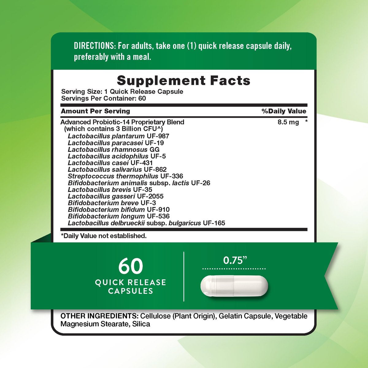 Nature's Truth Probiotika Kapseln | 3 Milliarden KBE | 60 Kapseln | für Männer und Frauen | 14 Stämme | Non-GMO & Glutenfrei Nahrungsergänzungsmittel