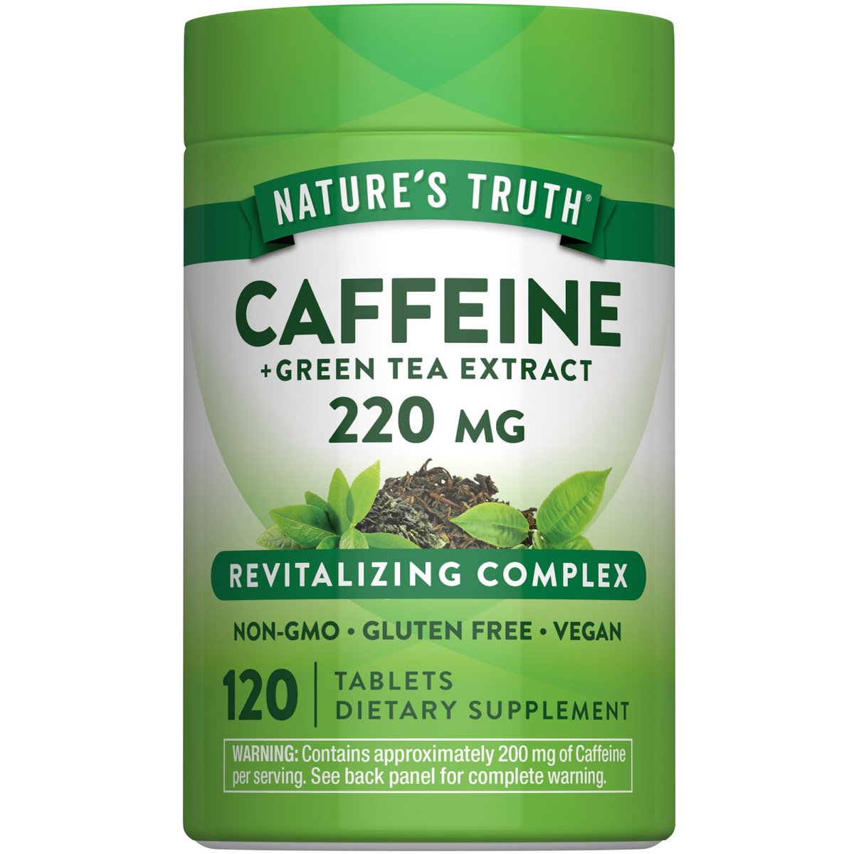 Nature's Truth Koffeinpillen | 220 mg | 120 Stück | Mit Grüntee-Extrakt | Vegan, Nicht-GVO & Glutenfrei