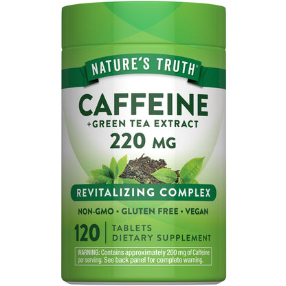 Nature's Truth Koffeinpillen | 220 mg | 120 Stück | Mit Grüntee-Extrakt | Vegan, Nicht-GVO & Glutenfrei