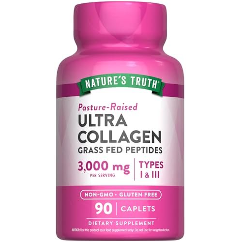 Nature's Truth Kollagenpeptide mit Vitamin C – 90 Kapseln, Typ 1 und 3, grasgefüttert, nicht gentechnisch verändert & glutenfrei