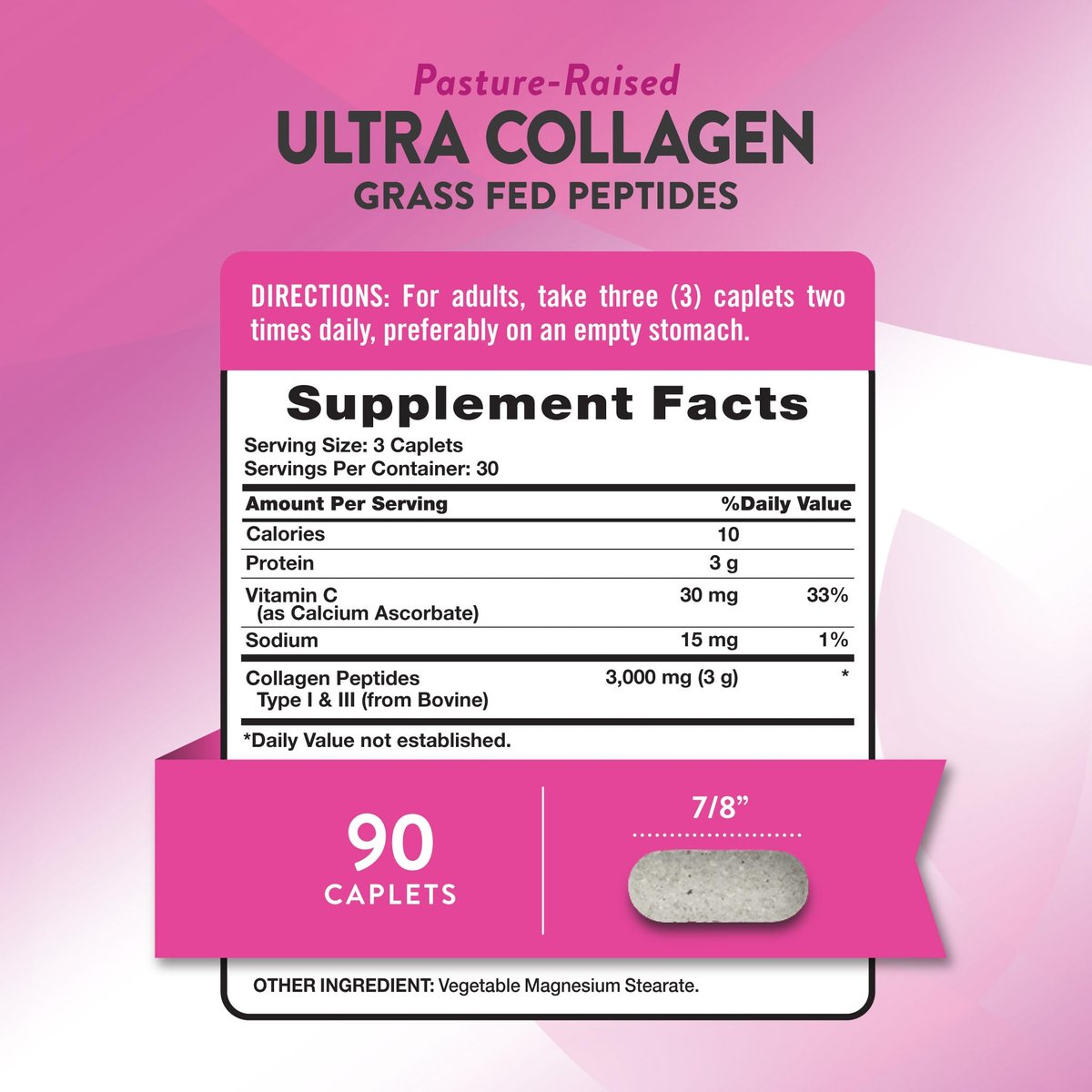 Nature's Truth Kollagenpeptide mit Vitamin C – 90 Kapseln, Typ 1 und 3, grasgefüttert, nicht gentechnisch verändert & glutenfrei