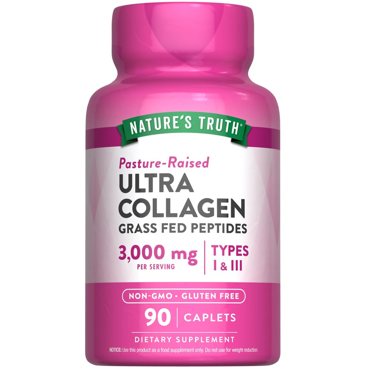 Nature's Truth Kollagenpeptide mit Vitamin C – 90 Kapseln, Typ 1 und 3, grasgefüttert, nicht gentechnisch verändert & glutenfrei