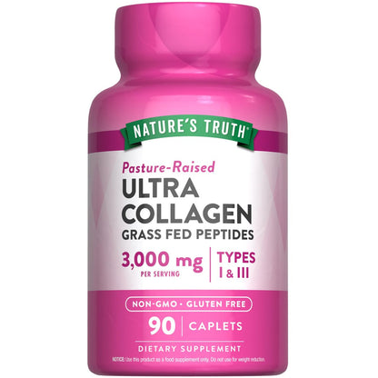 Nature's Truth Kollagenpeptide mit Vitamin C – 90 Kapseln, Typ 1 und 3, grasgefüttert, nicht gentechnisch verändert & glutenfrei