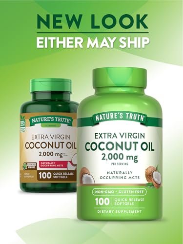 Nature's Truth Kokosöl Nahrungsergänzung | 100 Softgels | Natürlich vorkommende MCTs | Non-GMO & Glutenfrei