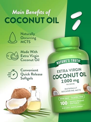Nature's Truth Kokosöl Nahrungsergänzung | 100 Softgels | Natürlich vorkommende MCTs | Non-GMO & Glutenfrei