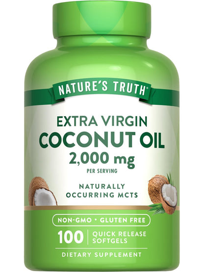 Nature's Truth Kokosöl Nahrungsergänzung | 100 Softgels | Natürlich vorkommende MCTs | Non-GMO & Glutenfrei
