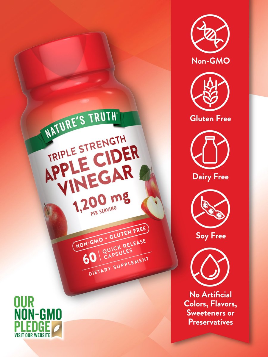 Nature's Truth Apfelessig Kapseln | 1200 mg | Schnell Freisetzung | Nicht-GMO & Glutenfrei | 60 Kapseln