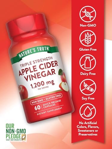 Nature's Truth Apfelessig Kapseln | 1200 mg | Schnell Freisetzung | Nicht-GMO & Glutenfrei | 60 Kapseln