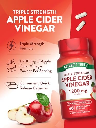 Nature's Truth Apfelessig Kapseln | 1200 mg | Schnell Freisetzung | Nicht-GMO & Glutenfrei | 60 Kapseln