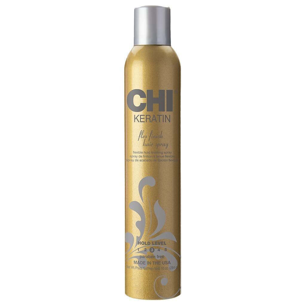 CHI Keratin Flex Finish Haarspray – Leichter, lang anhaltender Halt & glättendes Styling, kontrolliert Frizz und Fliegenhaare, versiegelt gegen Feuchtigkeit, professioneller Haar-Finish-Spray, unparfümiert, 283 g