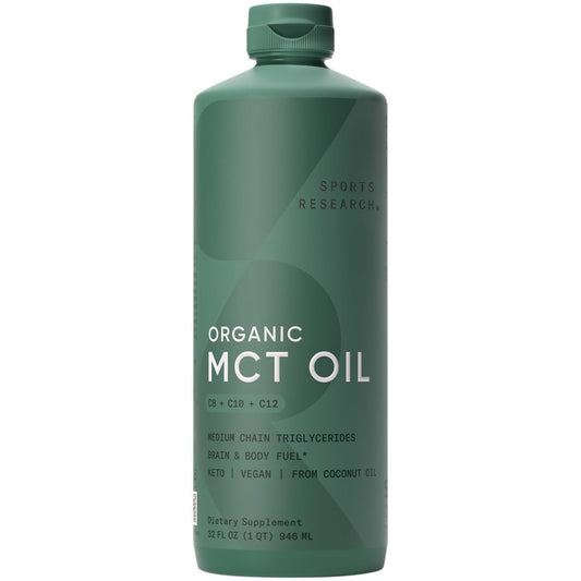 Sports Research Bioaktives MCT-Öl aus Kokosnüssen – Keto & Vegan, mit C8, C10 & C12 – Geschmacksneutral – 946 ml