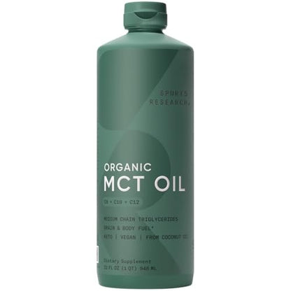Sports Research Bioaktives MCT-Öl aus Kokosnüssen – Keto & Vegan, mit C8, C10 & C12 – Geschmacksneutral – 946 ml