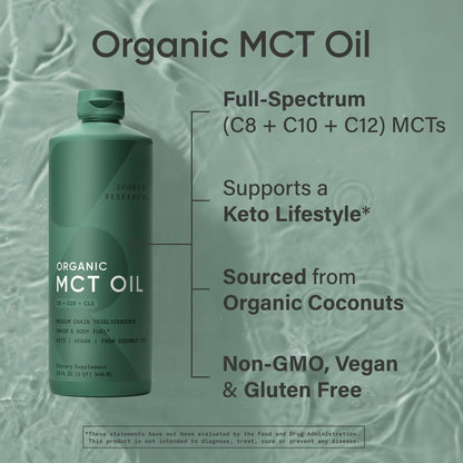 Sports Research Bioaktives MCT-Öl aus Kokosnüssen – Keto & Vegan, mit C8, C10 & C12 – Geschmacksneutral – 946 ml
