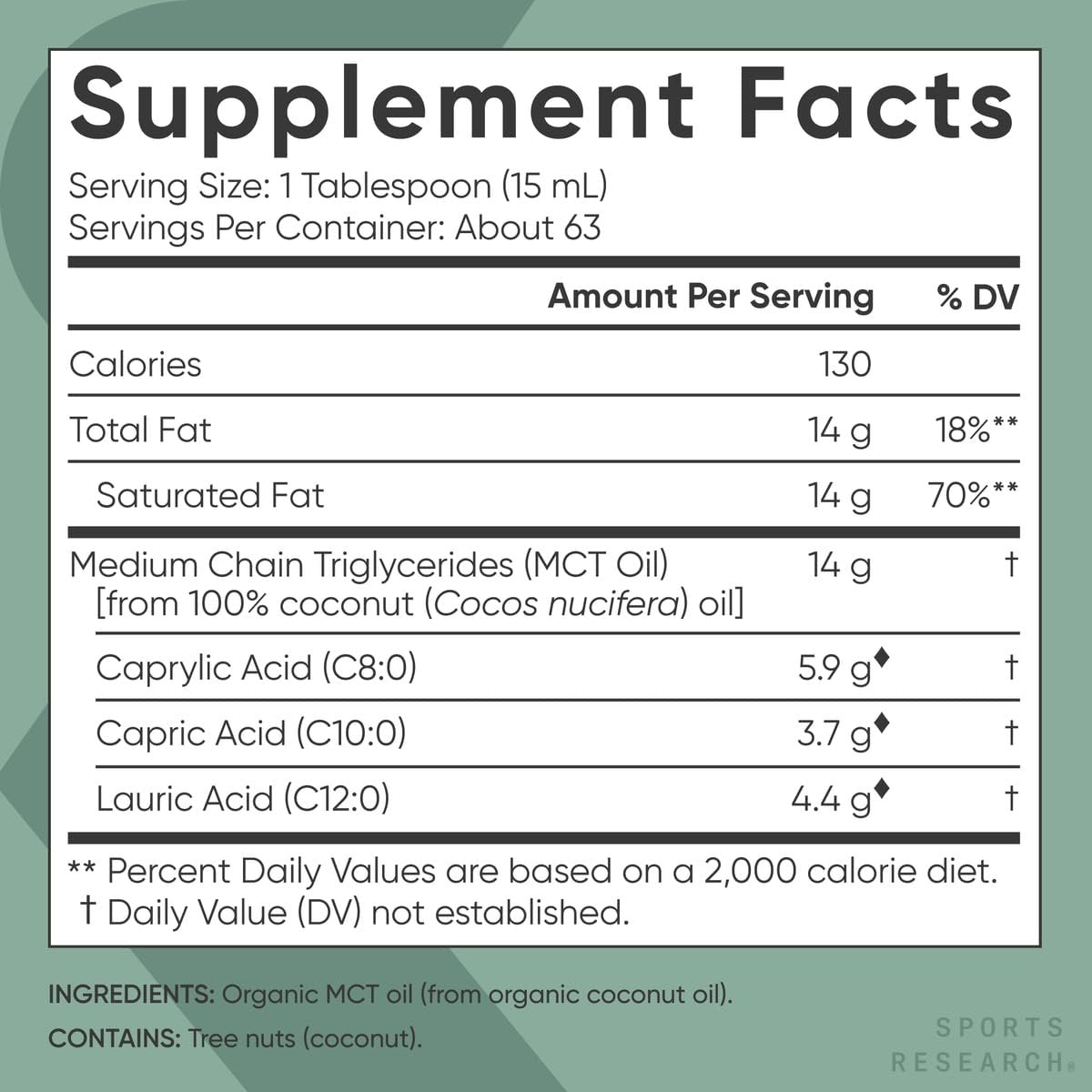 Sports Research Bioaktives MCT-Öl aus Kokosnüssen – Keto & Vegan, mit C8, C10 & C12 – Geschmacksneutral – 946 ml