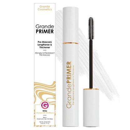 Grande Cosmetics GrandePRIMER Pre-Mascara Wimpernverlängerer & -Verdicker mit Peptiden – wasserfest, kontaklinsengeeignet, für längere & dichtere Wimpern (0,32 oz)