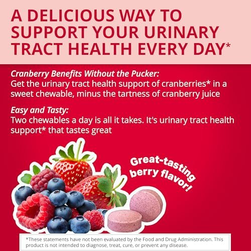 Uricalm Cranberry Kaubare Tabletten mit D-Mannose, tägliches Nahrungsergänzungsmittel, Beere, 60 Stück
