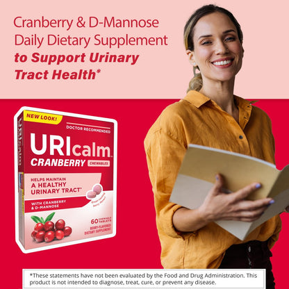 Uricalm Cranberry Kaubare Tabletten mit D-Mannose, tägliches Nahrungsergänzungsmittel, Beere, 60 Stück