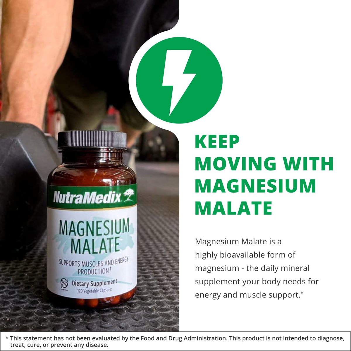 NutraMedix Magnesium Malat Energiepräparat – Bioverfügbares Magnesium für Schlaf, Immunsystem & Gelenkgesundheit – Vegan, Non-GMO & Glutenfrei (120 Kapseln)