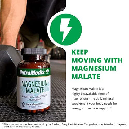 NutraMedix Magnesium Malat Energiepräparat – Bioverfügbares Magnesium für Schlaf, Immunsystem & Gelenkgesundheit – Vegan, Non-GMO & Glutenfrei (120 Kapseln)