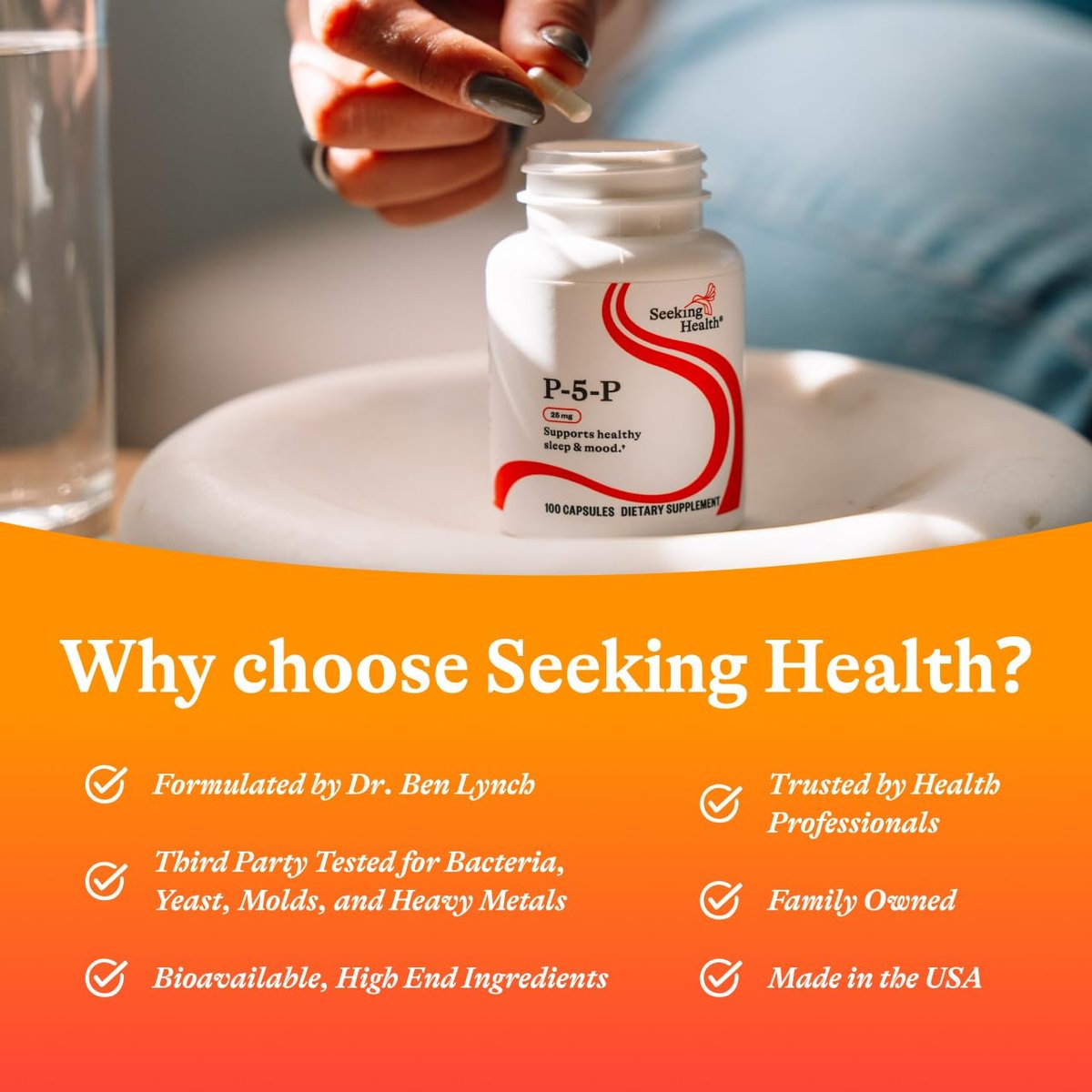 Seeking Health P-5-P (Pyridoxal-5-Phosphat) – Immununterstützung & Homocystein-Stoffwechsel – Bioverfügbares Vitamin B6, 25 mg, 100 Kapseln