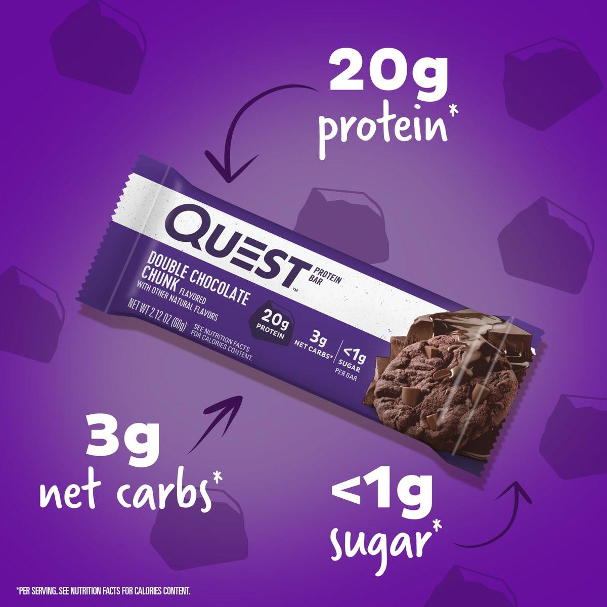 Quest Nutrition Doppel-Schokoladenstückchen Proteinriegel, 20 g Protein, 1 g Zucker, 4 g Netto-Kohlenhydrate, glutenfrei, keto-freundlich, 4er-Pack
