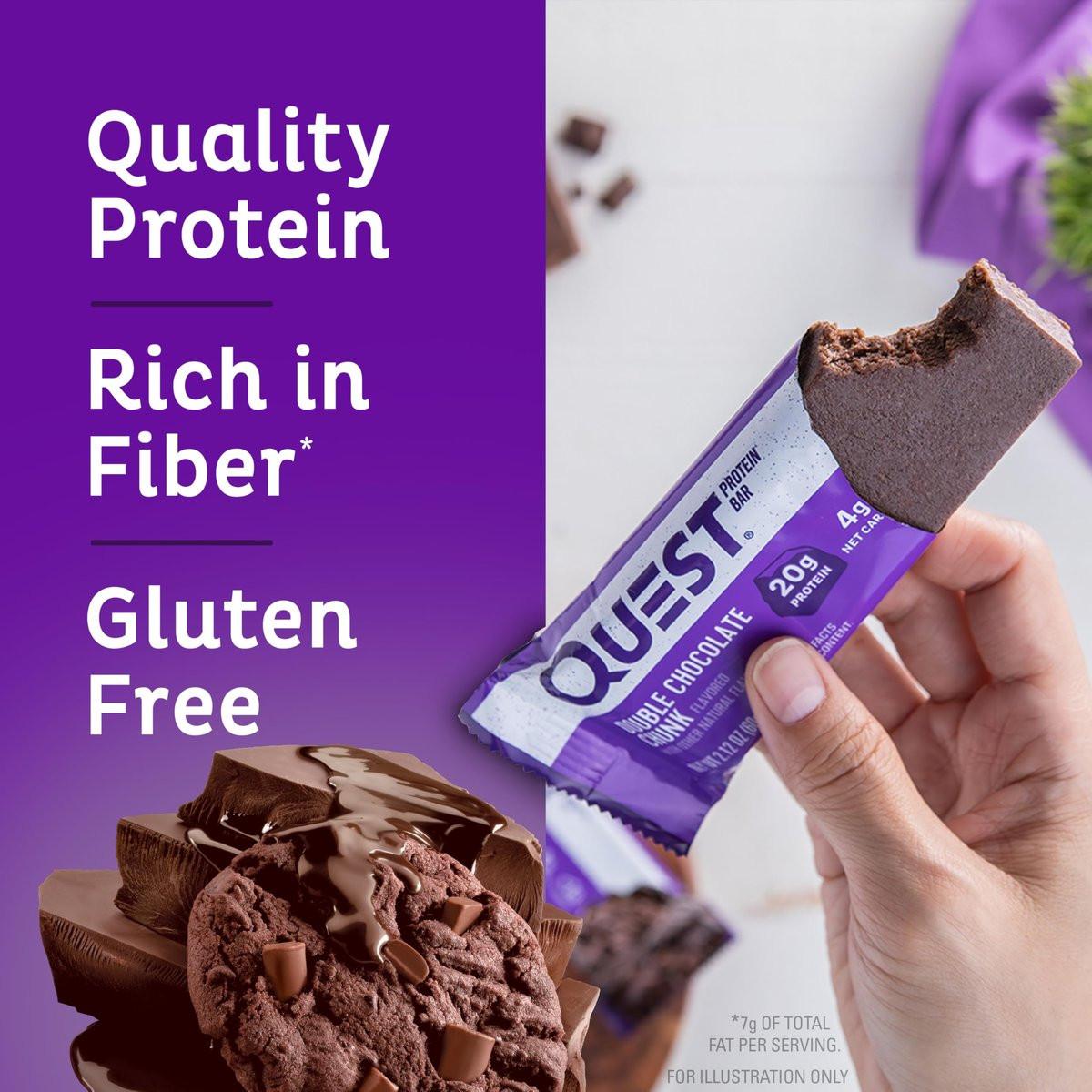 Quest Nutrition Doppel-Schokoladenstückchen Proteinriegel, 20 g Protein, 1 g Zucker, 4 g Netto-Kohlenhydrate, glutenfrei, keto-freundlich, 4er-Pack
