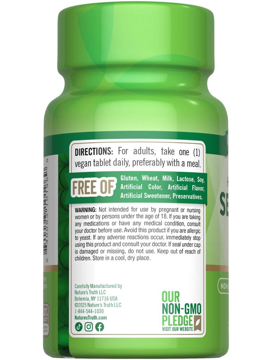 Nature's Truth Selen 200 mcg – Hochdosiertes Mineralstoff-Präparat, vegan, non-GMO & glutenfrei (100 Tabletten)