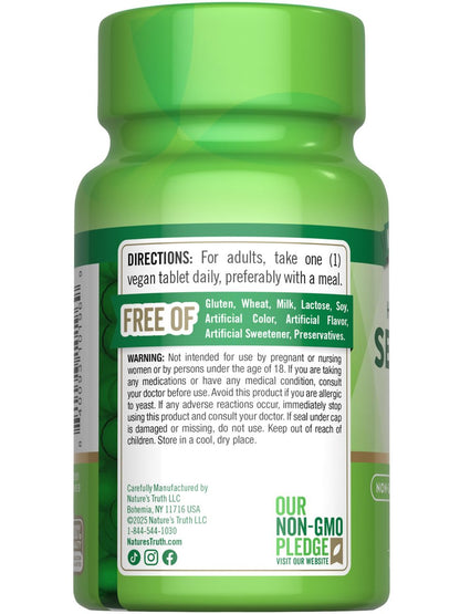 Nature's Truth Selen 200 mcg – Hochdosiertes Mineralstoff-Präparat, vegan, non-GMO & glutenfrei (100 Tabletten)