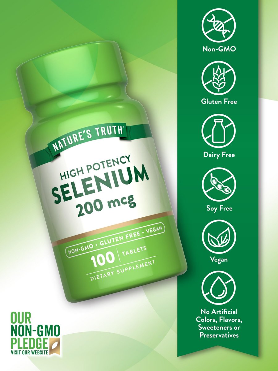 Nature's Truth Selen 200 mcg – Hochdosiertes Mineralstoff-Präparat, vegan, non-GMO & glutenfrei (100 Tabletten)