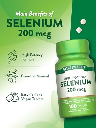 Nature's Truth Selen 200 mcg – Hochdosiertes Mineralstoff-Präparat, vegan, non-GMO & glutenfrei (100 Tabletten)