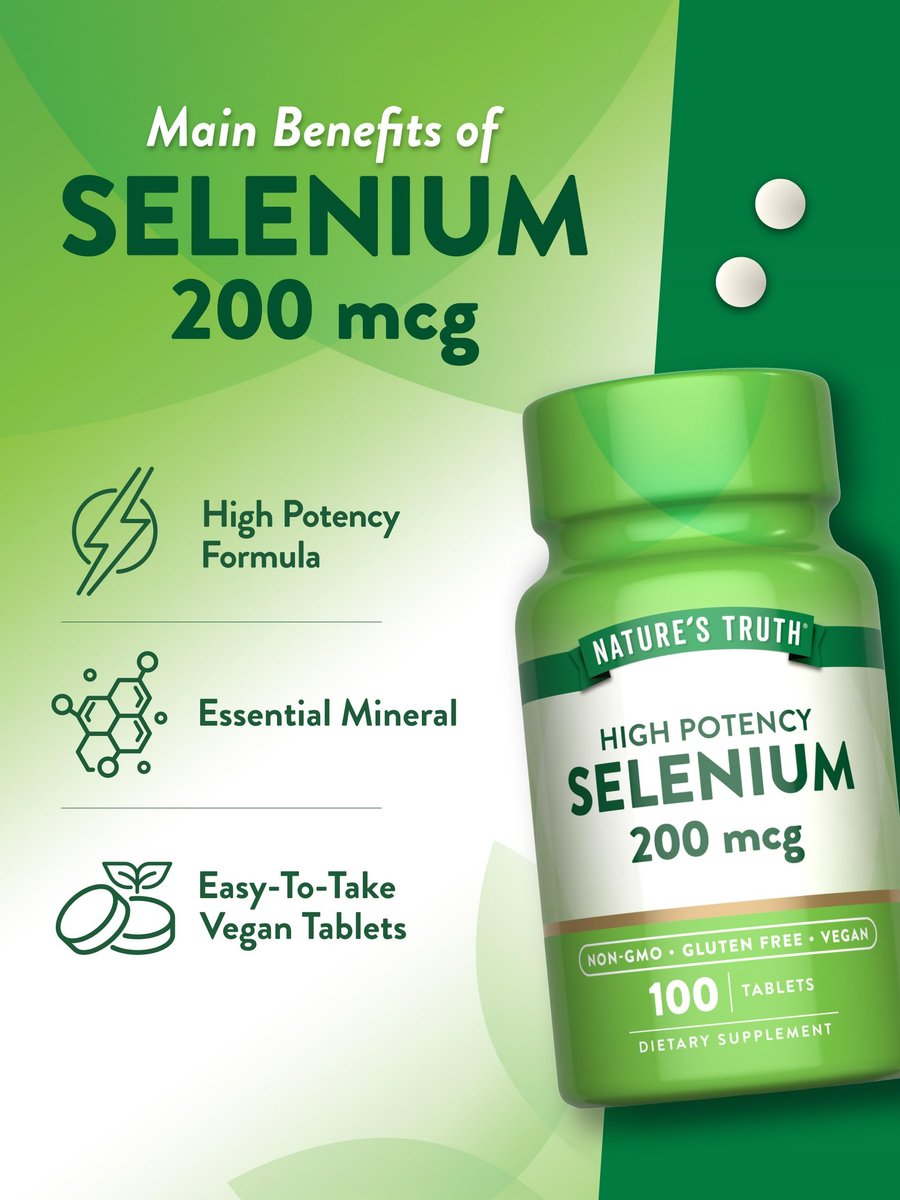 Nature's Truth Selen 200 mcg – Hochdosiertes Mineralstoff-Präparat, vegan, non-GMO & glutenfrei (100 Tabletten)