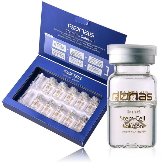 Ronas Stammzellen-Lösung Ampullen Anti-Aging Formel – Bestes Anti-Aging Serum mit Pflanzenstammzellen und Hyaluronsäure zur Wiederherstellung und Auffüllung der Haut, glättet Falten, für alle Hauttypen, 0,17 Fl Oz (10 Stück)