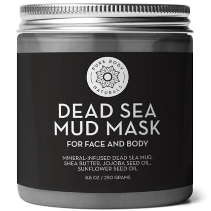 Pure Body Naturals Dead Sea Maske - Gesichtsmaske und Körpermaske gegen Akne, Mitesser und fettige Haut - Gesichtspflege für Männer und Frauen - Verkleinert Poren mit Dead Sea Schlamm, Tonerde, Aktivkohle - 250 g