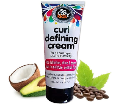 SoCozy Curl Defining Cream für Kinder (150 ml) – Lockencreme für definierte, glänzende & federnde Locken, angereichert mit Vitaminen, Rizinus- & Avocadoöl