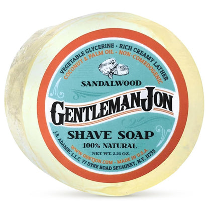 Gentleman Jon Sandelholz Rasierseife für Männer - Perfekter Rasierschaum für eine glatte Rasur - Pflegt & Schützt - Verwöhnen Sie Ihre Haut mit diesem klassischen Rasier-Essential - 1 Stück (63,8 g)