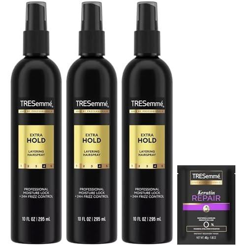 TRESemmé Extra Starker Halt Haarspray, Non-Aerosol 3er-Pack, 24H Halt & Frizz-Kontrolle + Keratin Repair Haarmaske