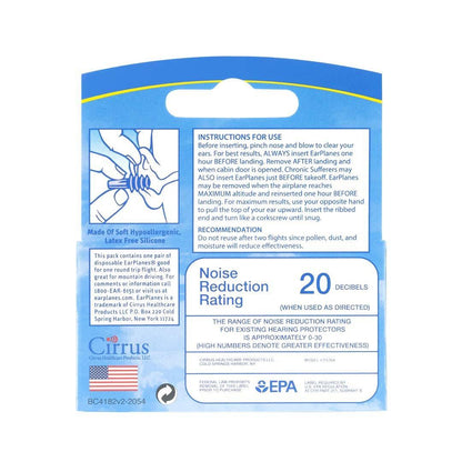 Original Adult EarPlanes von Cirrus Healthcare – Gehörschutz für Flugreisen (1 Paar)