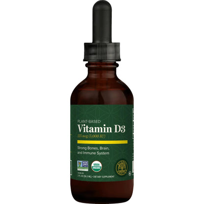 Global Healing Organic Vitamin D3 5000 IE - Vegane Vitamin D Tropfen für Immunsystem & Knochenstärke - Reine D3 5000 IE, 60 ml
