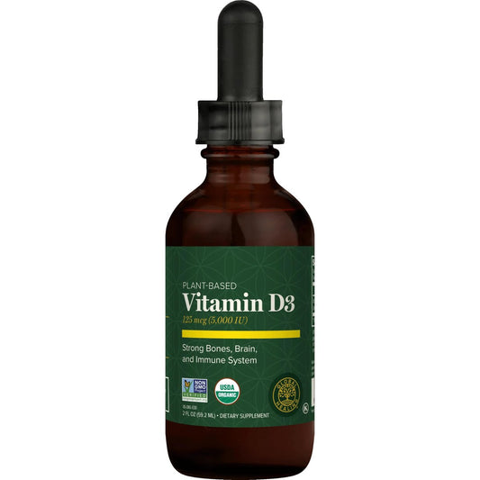 Global Healing Organic Vitamin D3 5000 IE - Vegane Vitamin D Tropfen für Immunsystem & Knochenstärke - Reine D3 5000 IE, 60 ml