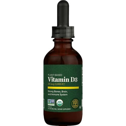 Global Healing Organic Vitamin D3 5000 IE - Vegane Vitamin D Tropfen für Immunsystem & Knochenstärke - Reine D3 5000 IE, 60 ml
