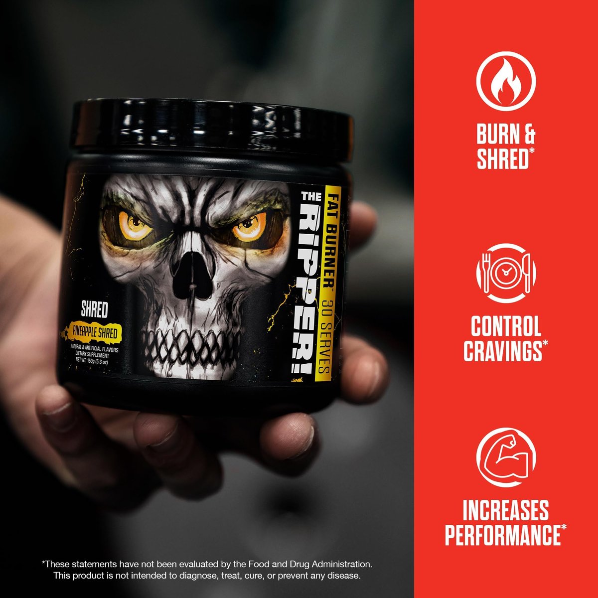 JNX SPORTS The Ripper! Fatburner Pre Workout für Männer & Frauen – Thermogenes Fettverbrennungspulver & Appetitzügler, steigert Energie & Ausdauer – Ananas Shred, 30 Portionen