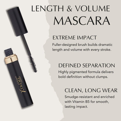 Xtreme Lashes Length & Volume Mascara, Schwarz, 0,25 oz, wimpernverlängerungskompatibel, wasserfest, mit Vitamin B5