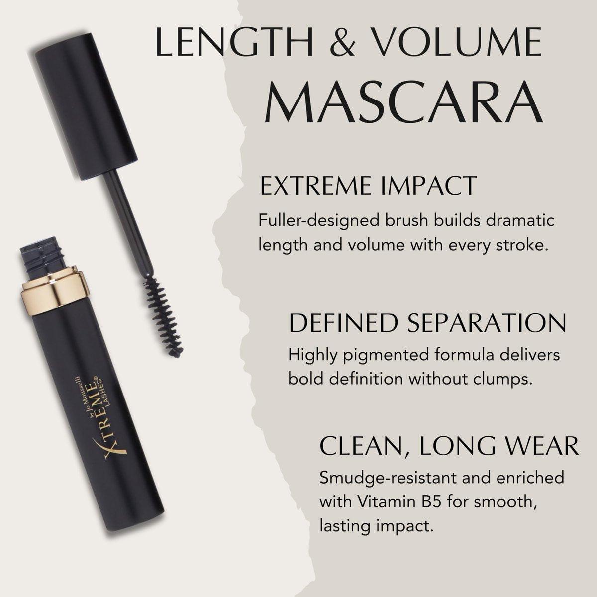 Xtreme Lashes Length & Volume Mascara, Schwarz, 0,25 oz, wimpernverlängerungskompatibel, wasserfest, mit Vitamin B5