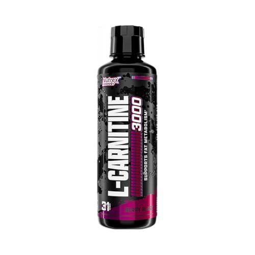 Nutrex Research L-Carnitin 3000 (31 Portionen, Berry Blast) – Flüssige Shots ohne Stimulanzien, unterstützt die Muskelregeneration für Männer und Frauen