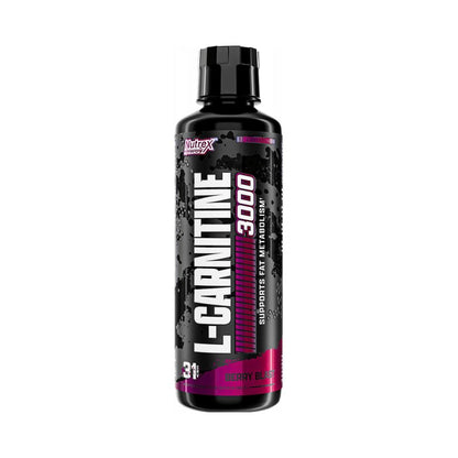 Nutrex Research L-Carnitin 3000 (31 Portionen, Berry Blast) – Flüssige Shots ohne Stimulanzien, unterstützt die Muskelregeneration für Männer und Frauen