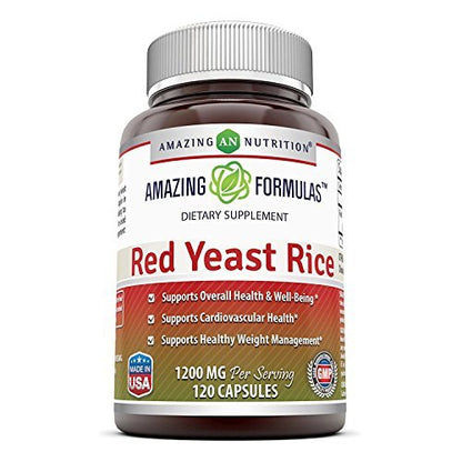 Amazing Formulas Rotschimmelreis 1200 mg pro Portion – 120 Kapseln, Non-GMO, glutenfrei, hergestellt in den USA