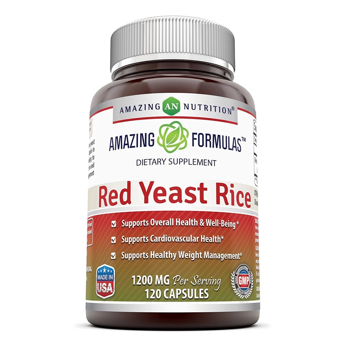 Amazing Formulas Rotschimmelreis 1200 mg pro Portion – 120 Kapseln, Non-GMO, glutenfrei, hergestellt in den USA